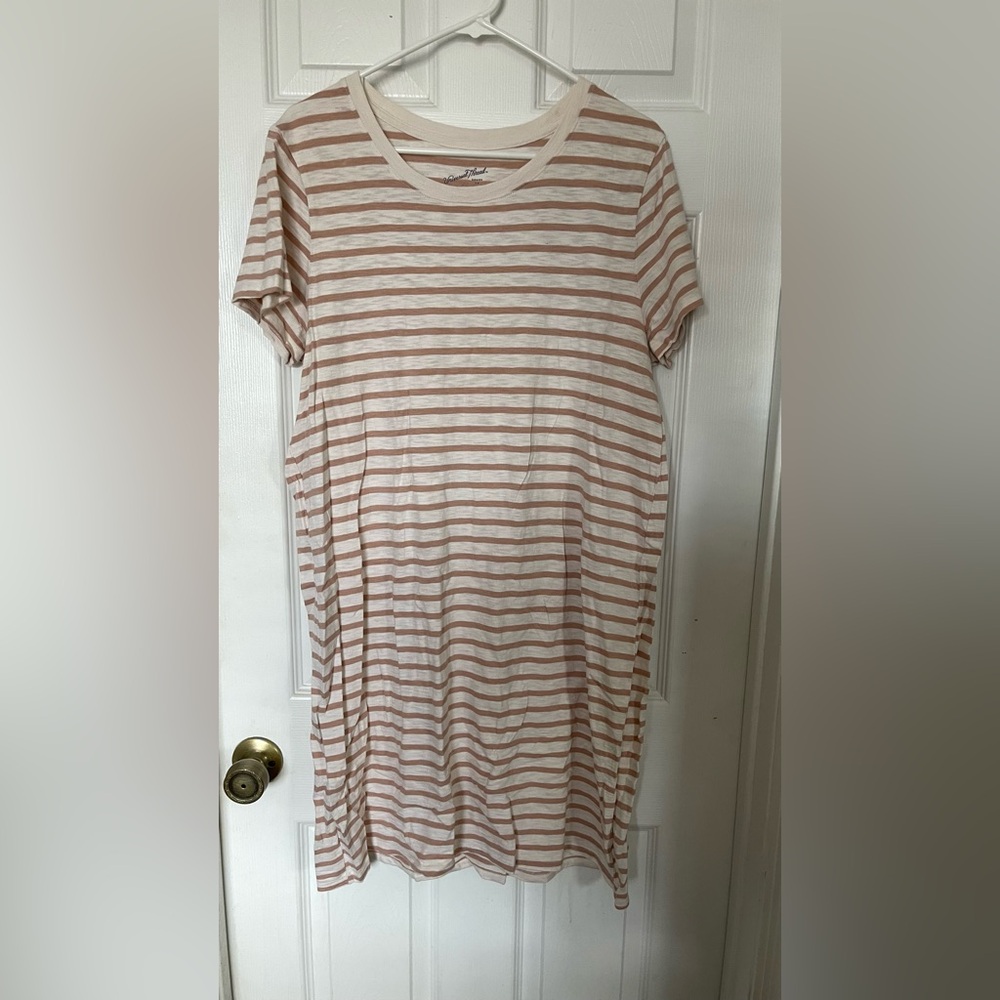 Universal Thread Pink and White Striped Midi Dress